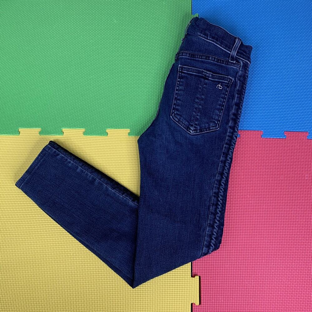 Rag & Bone Skinny Jeans Women's Sz 25 Blue Denim Mid Rise Side Stitch Crop Flaws
